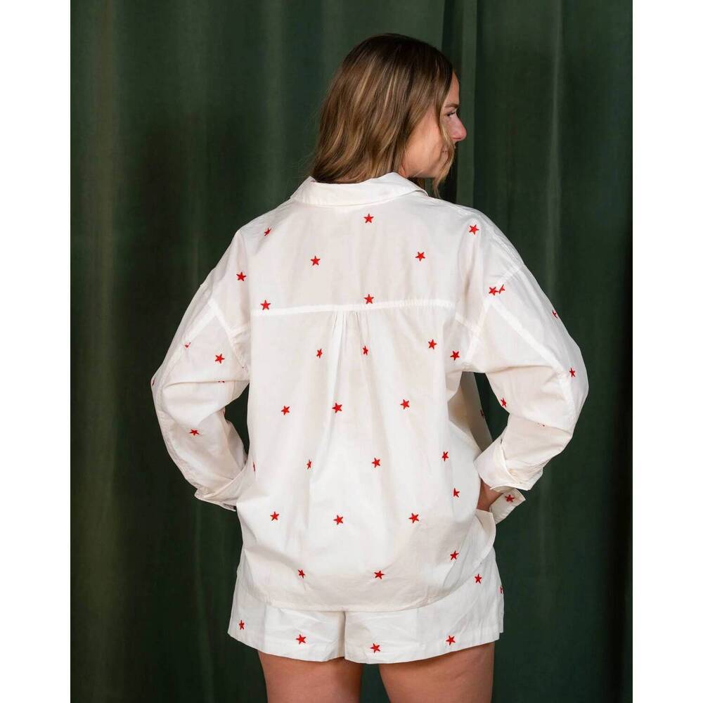 NEW DAY + MOON star embroidered woven relaxed shorts in white - Picture 4 of 7
